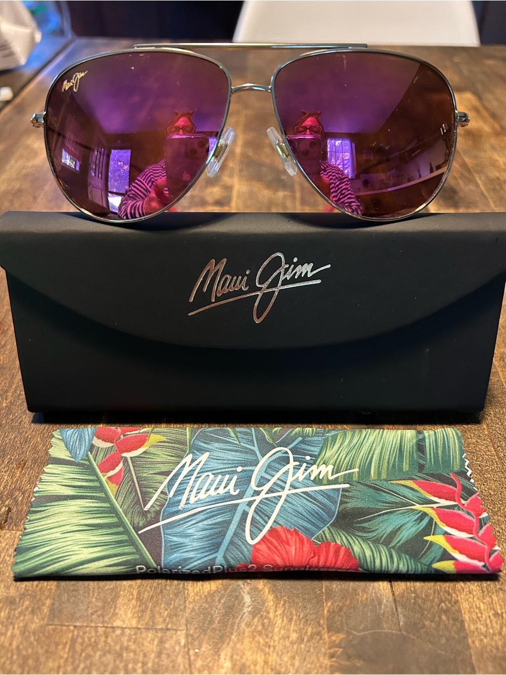 Maui Jim Hau'oli XS Gold / MAUI Sunrise Pink Mirror Finish w/Accessories